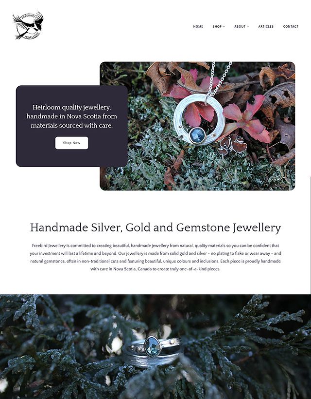 Free Bird Jewellery Portfolio Website Examples