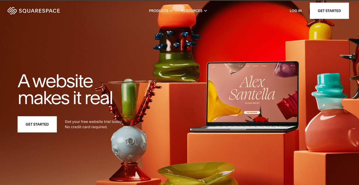Screenshot of Squarespace homepage