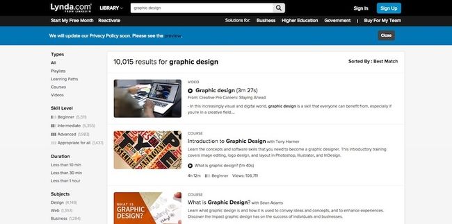 Lynda.com Plateforme de cours de conception graphique