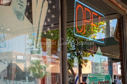 Rusty's All Star Barber Shop American flag Babe Ruth figure civic pride