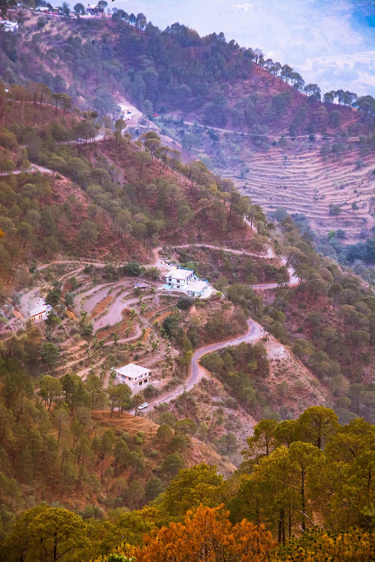 landscape, greenery, mountains, roads, sky