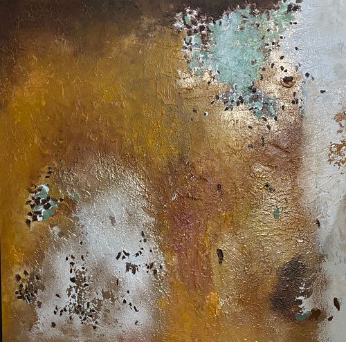 Minimalist neutral abstract painting with sand textures, 'Quiet Luxury' style for premium office interiors