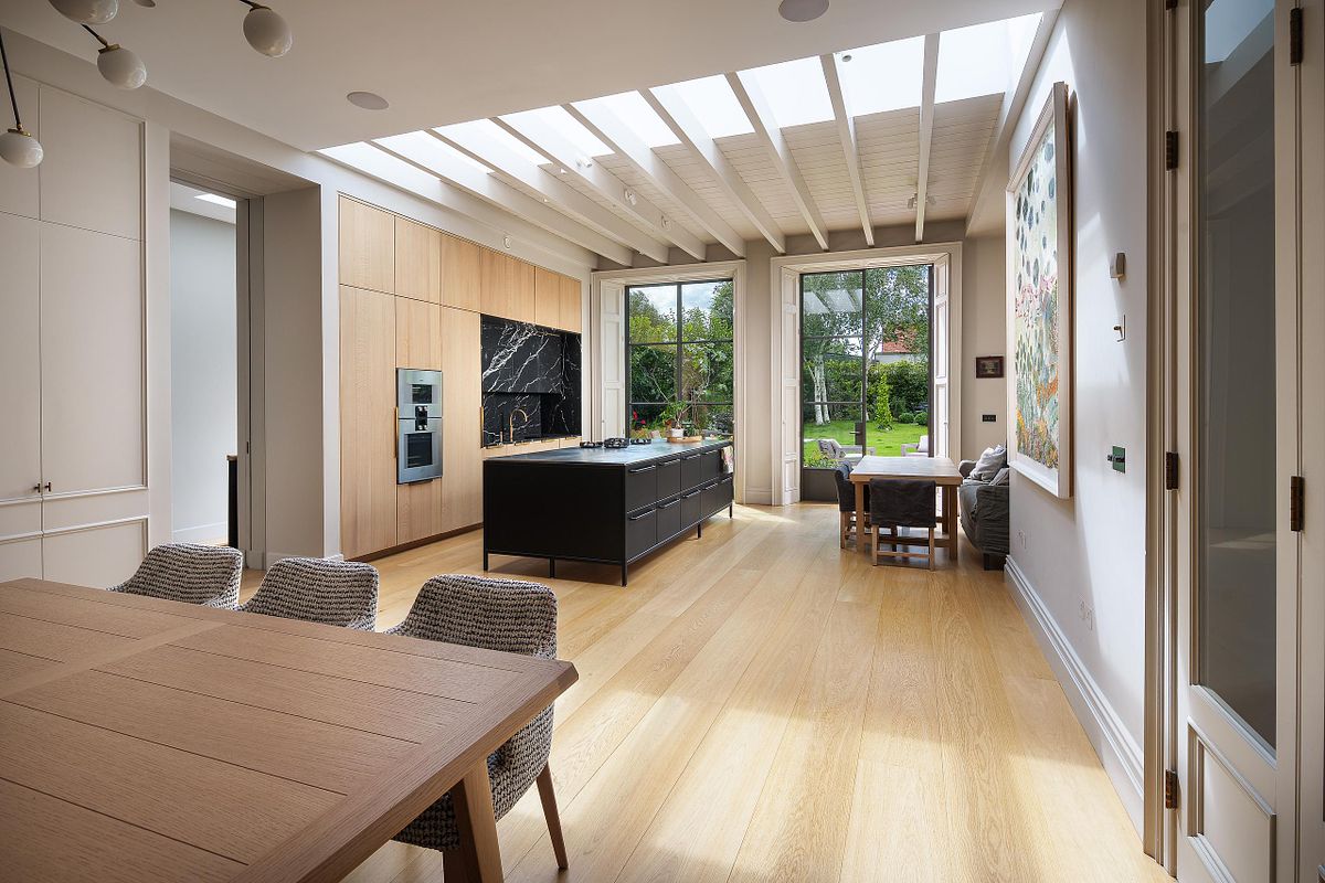 Modern Kitchen and Dining Room with Skylights, Ireland