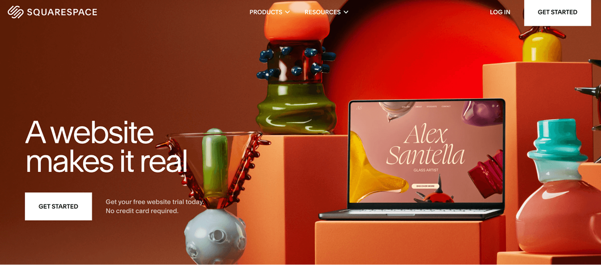 Screenshot der Homepage von Squarespace