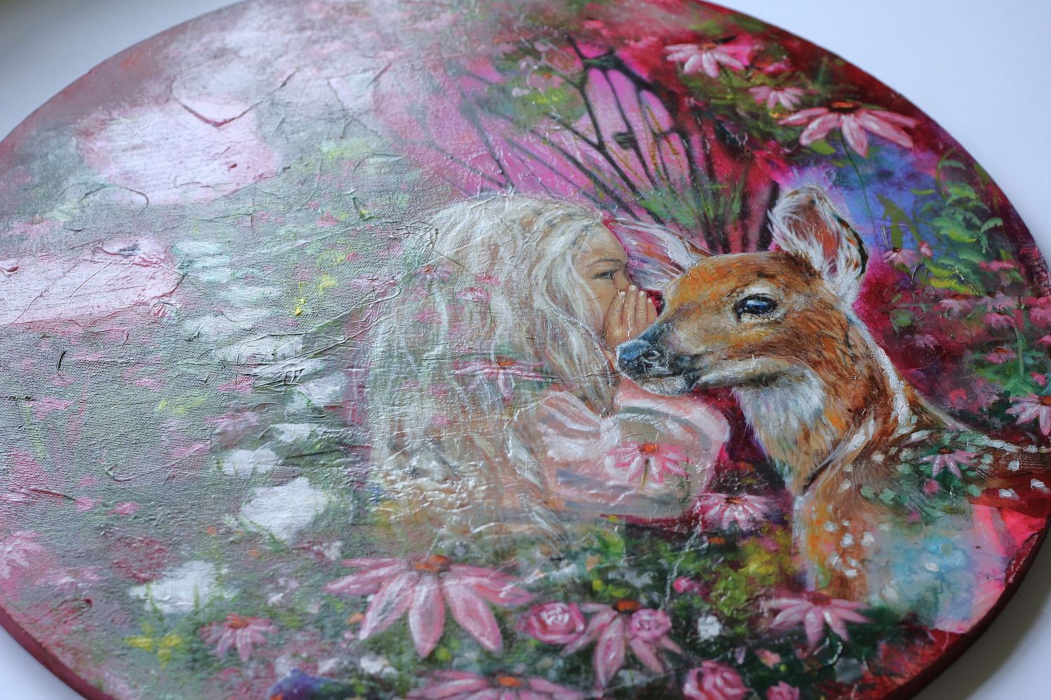 Photo showing texture of "Fairy Tales" original painting by Ariana Zimmermann.