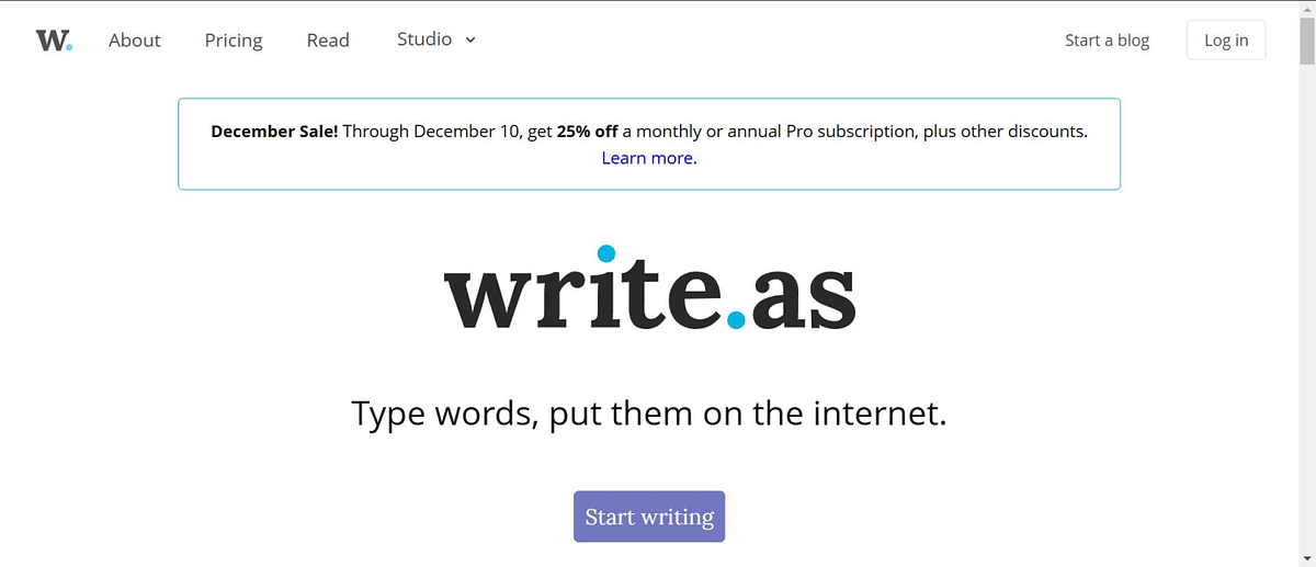 write.as homepage