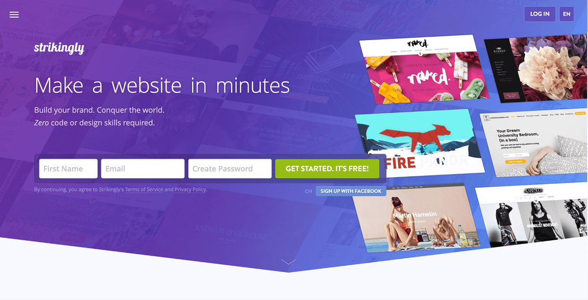 Obraz kreatora stron internetowych Strikingly