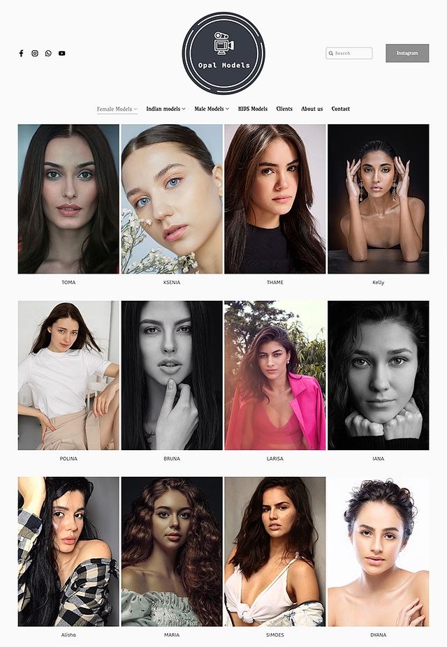 Voorbeelden van Opal Models Portfolio-websites