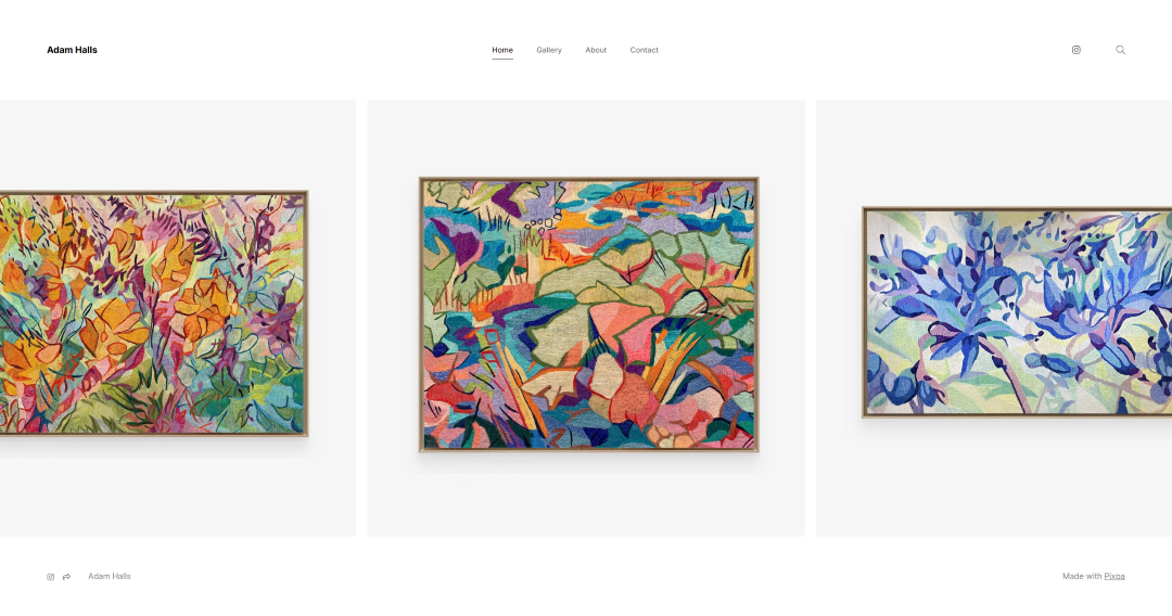 Página principal del sitio web del artista Adam Halls