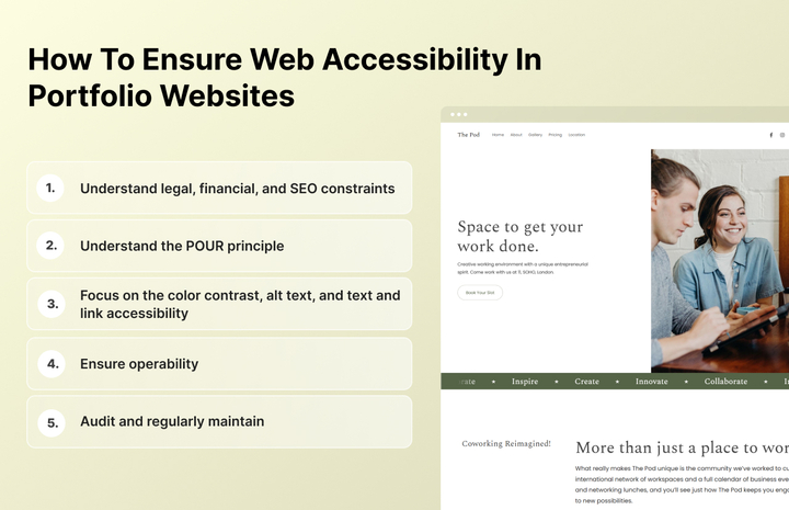 Infographic showing how to ensure website accessibility in portfolio websites