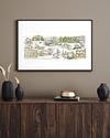 Sheffield in England Cityscape Illustration Capturing Historical Landmarks and Nostalgia.