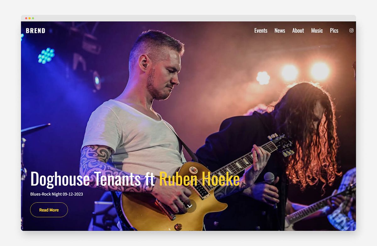 Brend Rock - Portfoliowebsite voor rockmuzikanten