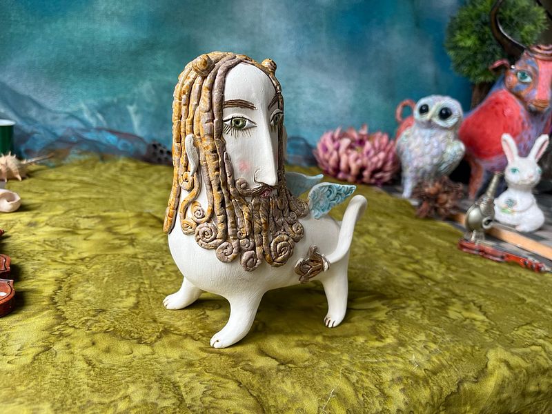 Lammasu, winged lion. Original mini-sculpture