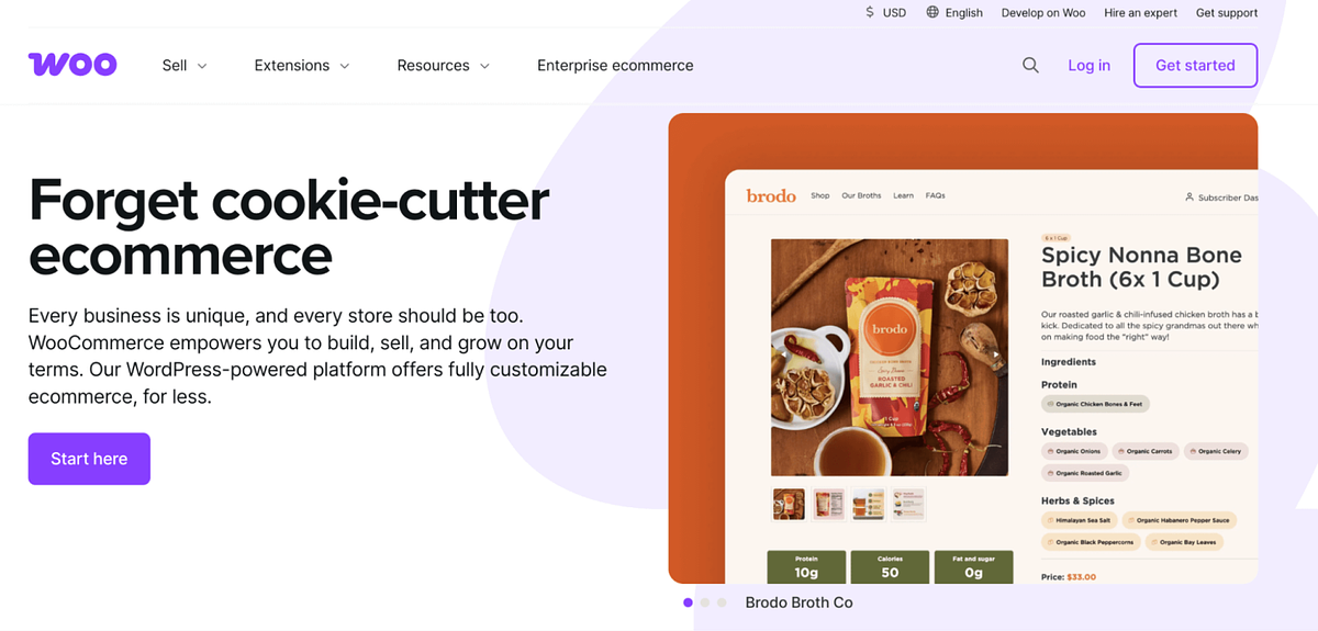 Screenshot der WooCommerce-Homepage