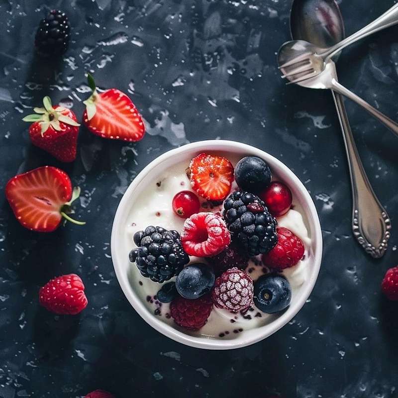 Soy Yogurt with Berries and Chia Seeds