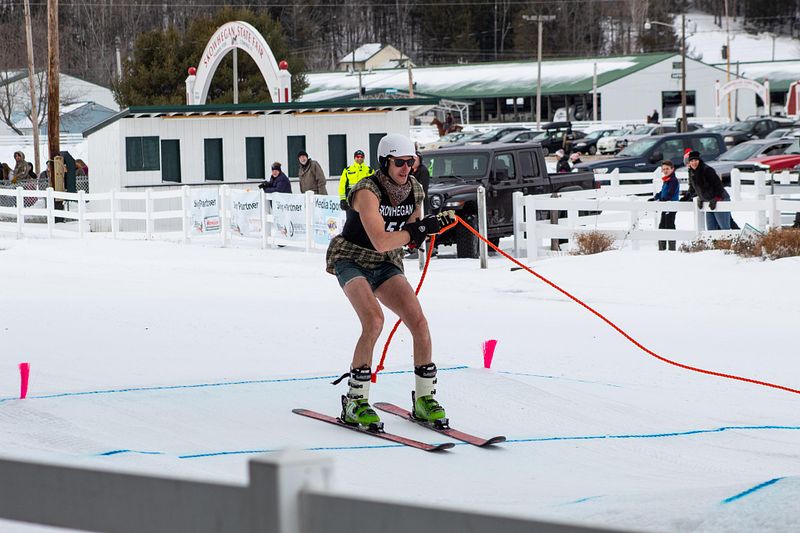 Skijoring at the Skowhegan Fairgrounds