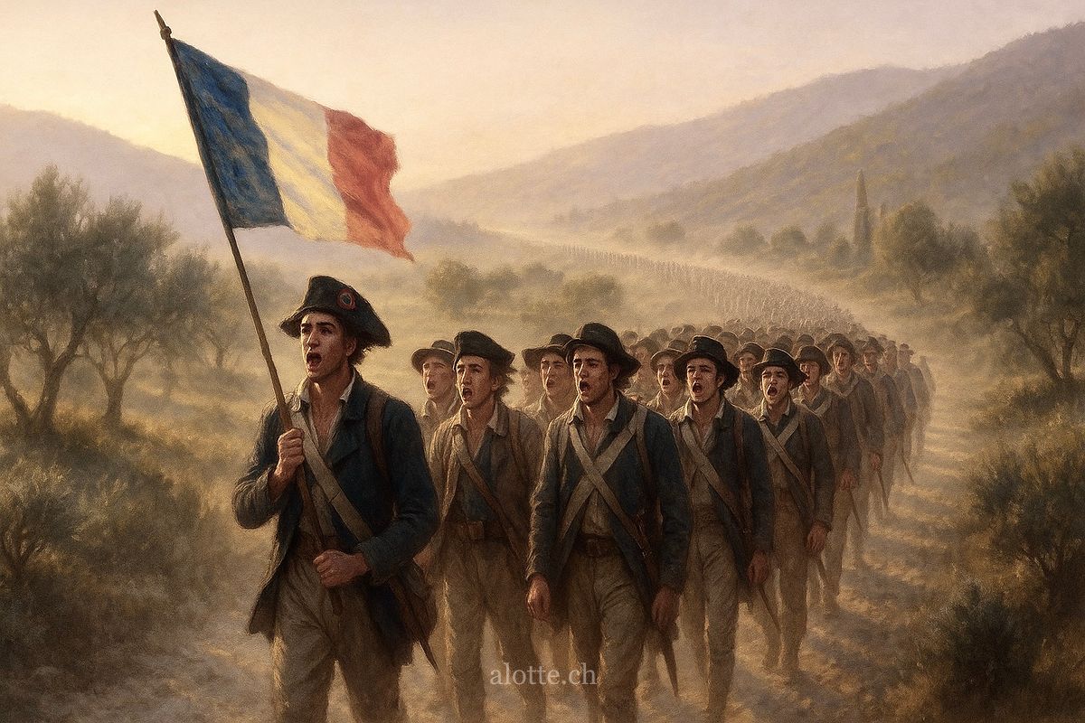 Image of French troops marching in Provence singing La Marseillaise | Martin Potter