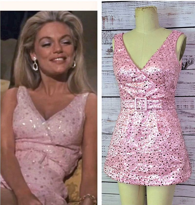 Dyan Cannon 60s Pink Sequin Super Mini Dress