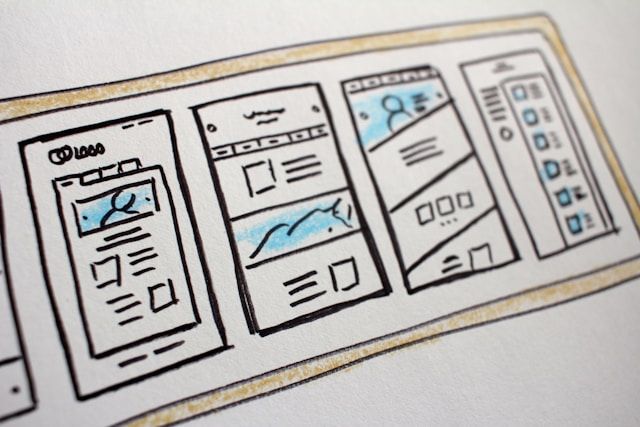 Image of a website layout drawn in paper