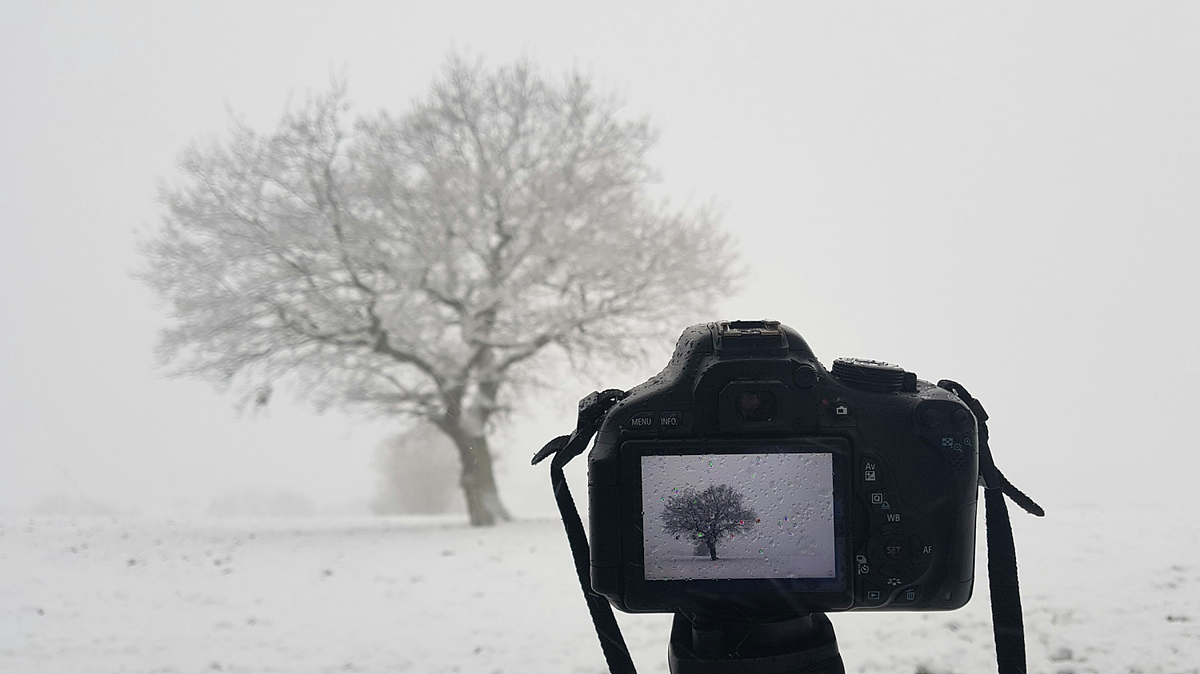 Camera shooting winter landscapes