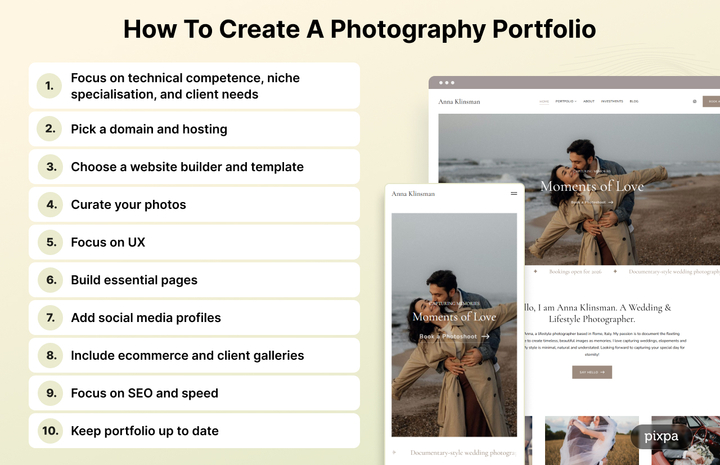 Como criar um portfólio de fotografia - Lista de verificação