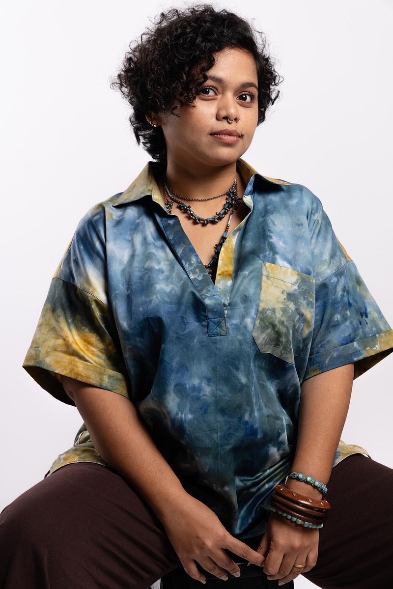 Popover Kurta Shirt Golden Hour (Blue Gold)