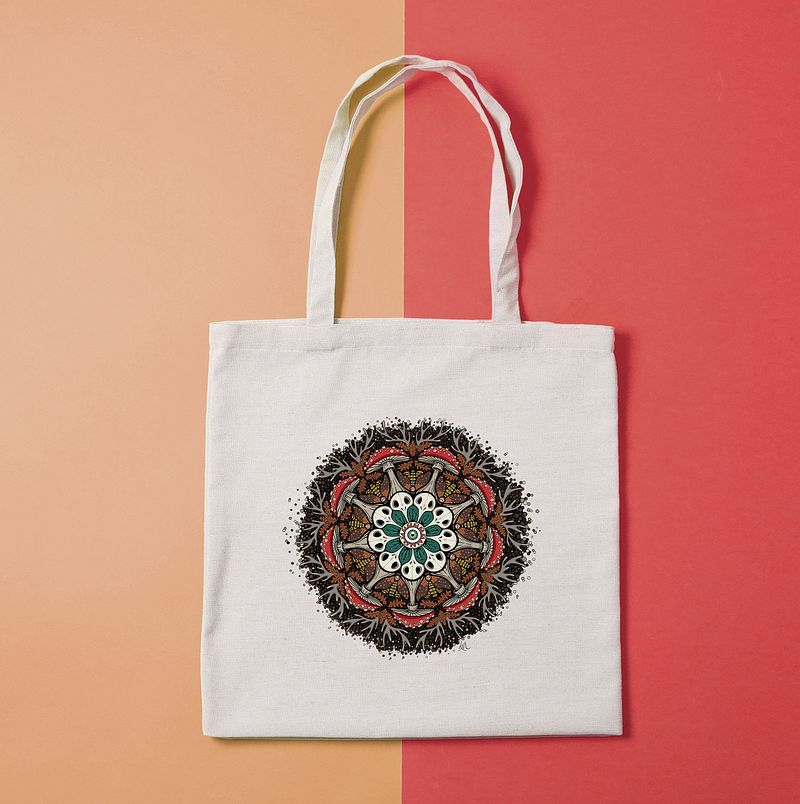 Mushroom Mandala Organic Cotton Tote Bag