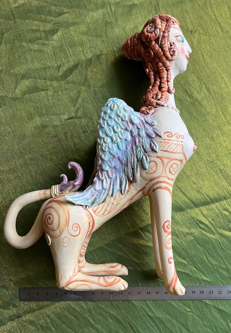 Sphynx, ceramic sculpture