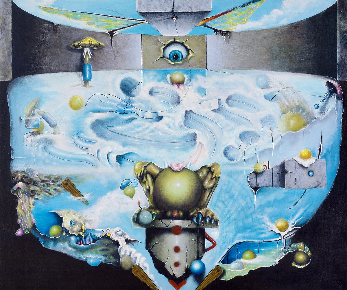 Pinball machine &ndash; best surrealist artwork by Dutch artist Arnold Janssen