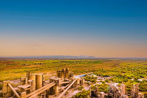 Top view of Zuari cement ltd, Manufacturing cement, Hyderabad, INDIA