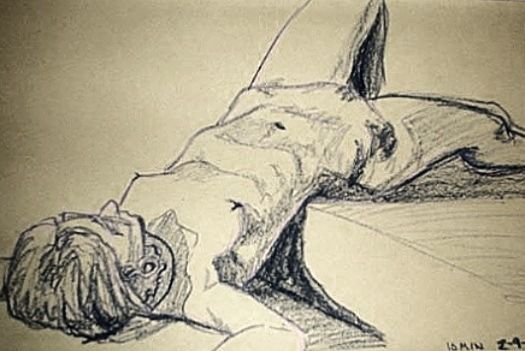 figure lying down steps on yellow paper