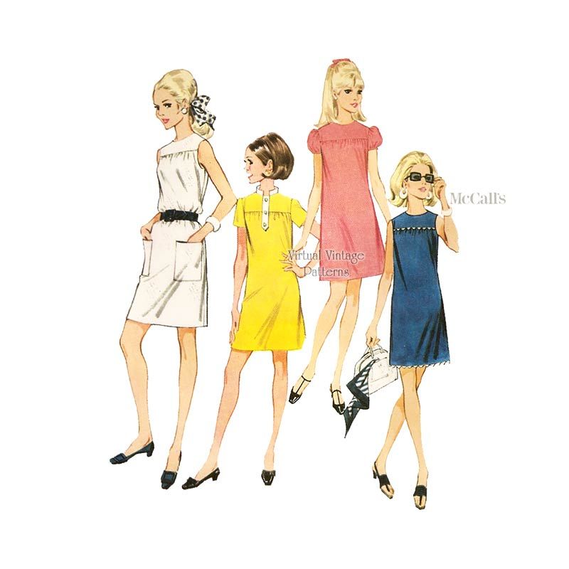 60s Sleeveless Shift Dress Pattern, McCalls 9295, Bust 36