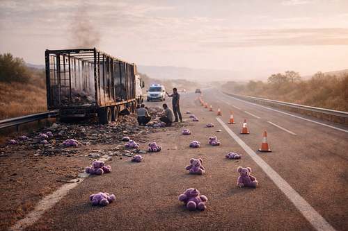 The booth that burned on the road to Madrid