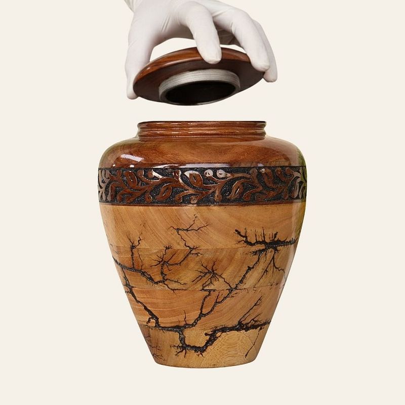Multi Art Wood Urn – Handcrafted, Natural