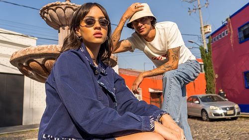 Model showcasing Proto Collective sneakers outdoors in Mexico City — digital lifestyle photography by David Andrade